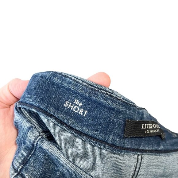 LIVERPOOL Pull-On Roll Cuff Blue Stretchy Jean Shorts The Short Size 6/28 - Picture 5 of 8